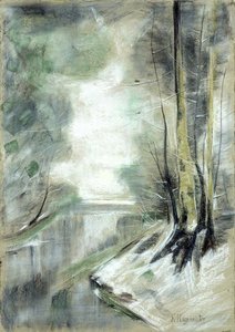 Paisaje fluvial nevado de Karl Hagemeister